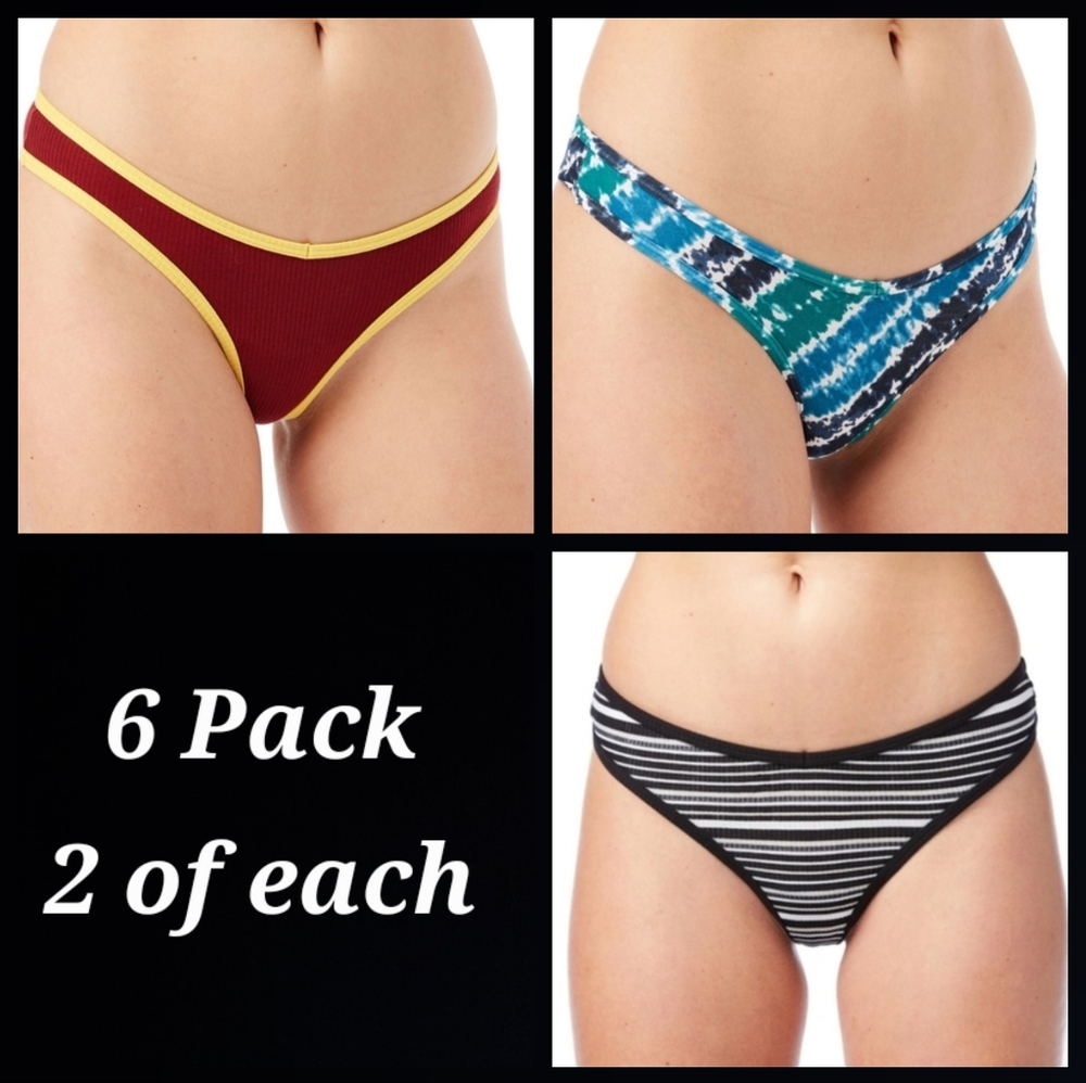 6 Pack Women's Thong Panties